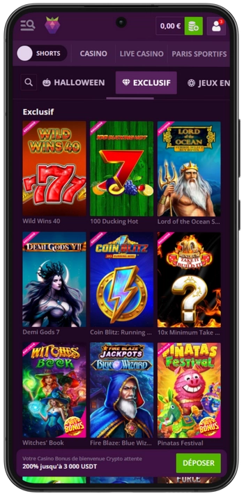 Types de jeux dans l’application