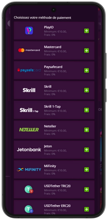 Effectuez votre premier dépôt avec l’une des méthodes de paiement sécurisées.