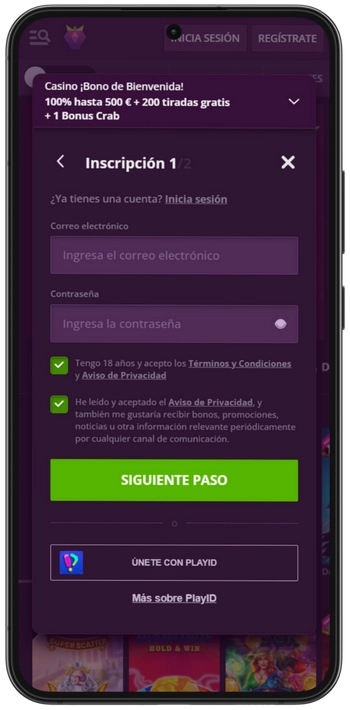 Introducir email y número de teléfono