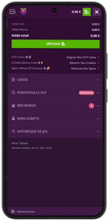 Ouvrez votre compte joueur dans la section profil.