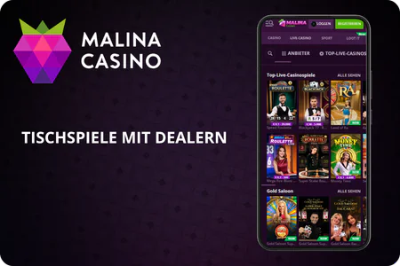 Tischspiele mit Dealern Malina Casino